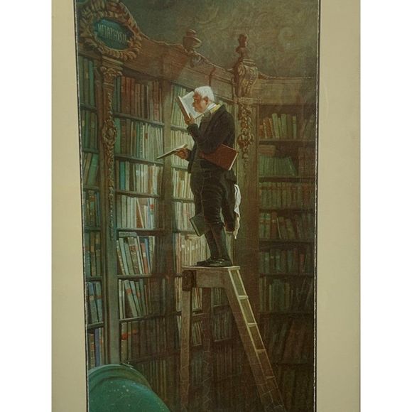 Vintage Bookworm Print by Spitzweg Framed 27" x 17.5" Home Decore 6391 - Picture 3 of 10